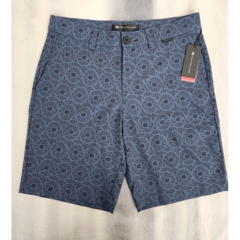 Travis Mathew Mens Beyond The Limits Shorts Indigo Blue Golf Chino Size 42 NEW